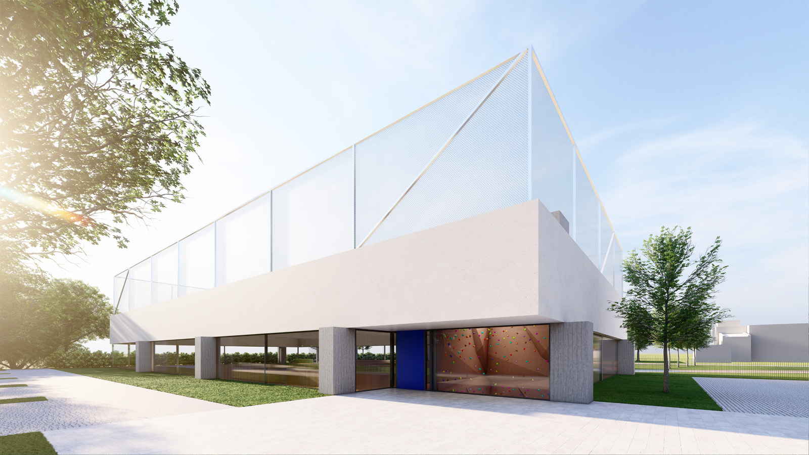 (11, 6, 'Situce.jpg', 'Návrh tělocvičny ZŠ Křižná', 'Zadáním soutěže byl návrh sportovní haly pro potřeby základní školy a také veřejnosti města Valašské Meziříčí. Hlavní myšlenkou byl respekt k původnímu objektu školy a návaznost na architektonické pojetí tohoto typu architektury. Navržená sportovní hala je umístěna tak, aby respektovala pavilónový prostorový koncept školy včetně možnosti průchodu suchou nohou pro děti. Je situována východně od školy, hrana objektu je na hraně vstupu školy – jde o podobně významnou veřejnou stavbu. Díky jejímu vysunutí k ulici je zachován poměrně velkorysý a ucelený prostor zahrady školy. Pro harmonické hmotové zapojení do školního areálu je tělocvična zapuštěna do terénu. Sportovní hala je integrální součástí vnitřního provozu školy, ale přitom je umístěna tak, aby mohla fungovat zcela autonomně. Hala je zpřístupněna skrze nejvýchodněji položený pavilon školy – jídelnu. Forma domu je silně ovlivněna nosným systémem, jde o estetizaci nutného. Zahloubenou jámu hřiště překrývá betonová střecha podepřená silnými sloupy, jejichž umístění vychází z vnitřní logiky prostor, možností dělení hřiště. Díky zapuštění má hřiště ideální osvětlení – to je z výšky. Interiéry přiznávají svou materiálovou podstatu v čiré pravdivosti – v betonu. Exteriér haly tvoří hrubý beton – na silných podporách, sklo a broušená omítka – na zateplení. Celá střecha slouží jako sportoviště.', 'AS', 'Helena Sosnová, Vojtěch Sosna', 'Valašské Meziříčí', '2024', 'Architektonická soutěž', None)