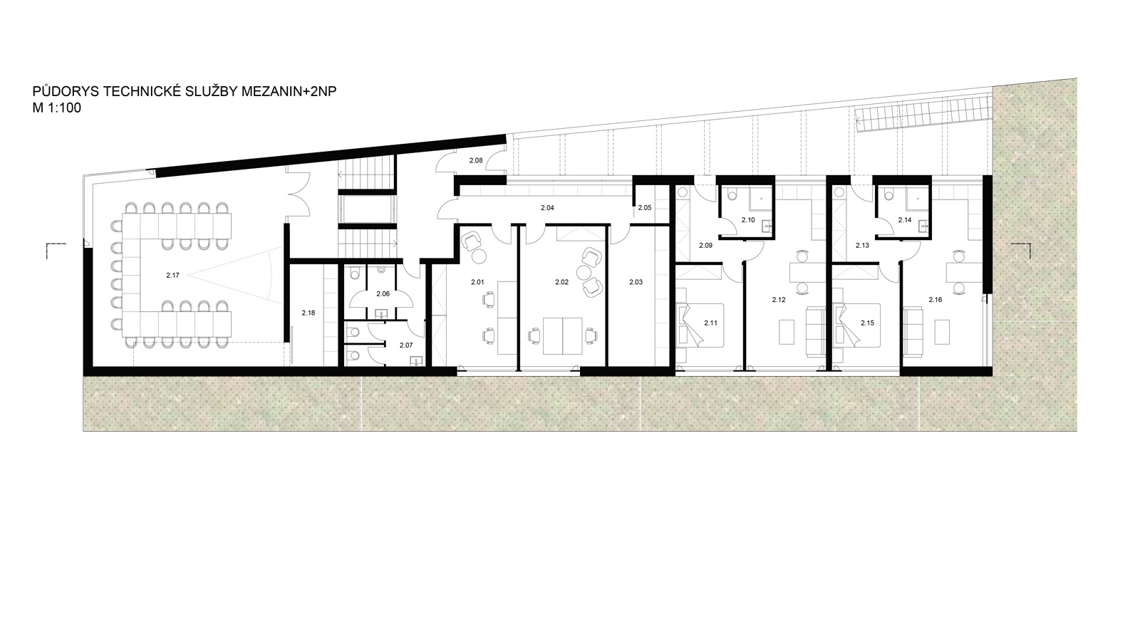 (16, 6, '06.jpg', 'Sběrný dvůr a technické služby', 'Návrh stavby vychází z principů jednoduchosti, trvanlivosti a citlivého zapojení do prostředí. Celý program byl fragmentován do více hmot, aby se lépe začlenil do struktury okolních rodinných domů. Hlavní osa řešení ctí veřejný prostor obce, zatímco jednotlivé domy ustupují do pozadí. Areál zahrnuje kromě sběrného dvora také re-use centrum a komunitní šatník, které rozšiřují funkci místa směrem k veřejnosti a oživují prostor Lidické ulice. Architektonické řešení pracuje s dvojicí rovnoběžných hmot, které sloužíjako parkovací přístřešky, a s nárožní částí se šatnami, administrativou a byty. Dispozice je prostorově bohatá, doplněná o zasedací místnost s výhledem. Lineární provozní schéma sběrného dvora umožňuje jasný a přehledný pohyb – od vjezdu přes rampu až po výjezd. Vstupy do re-use centra, kavárny a komunitního šatníku jsou orientovány do ulice a podporují sociální interakci. Materiálově se návrh opírá o betonové tvárnice s integrovanou izolací, které zajišťují odolnost vůči náročnému provozu. Veškeré vodorovné konstrukce jsou betonové, což přispívá k dlouhé životnosti stavby. Ekologický aspekt je posílen vegetačními střechami s mocností až 100 cm, které dokáží zadržet značné množství dešťové vody a eliminovat vznik tepelného ostrova. Energetická koncepce počítá s tepelnými čerpadly, solární elektrárnou a rekuperací vzduchu. Celé řešení tak spojuje robustnost a praktičnost s ohledem k udržitelnosti a kvalitě veřejného prostoru.', 'S', 'Helena Sosnová, Vojtěch Sosna', 'Praha Letná', '2025', 'Architektonická soutěž', None)