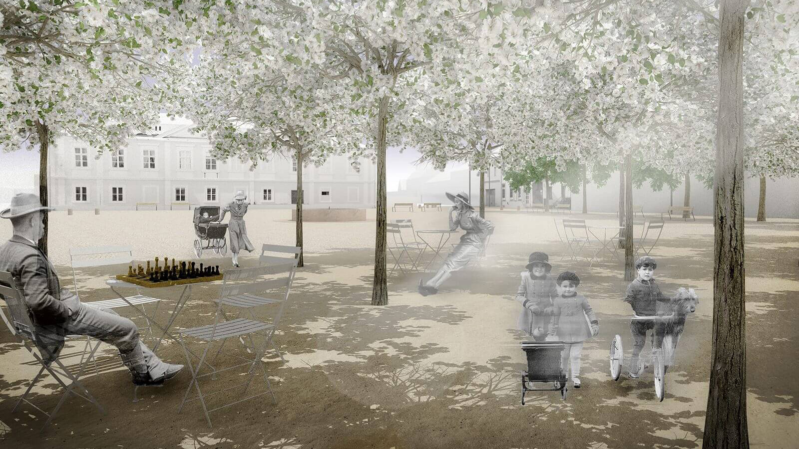 (2, 6, 'Exterier_06.jpg', 'Revitalizace historického jádra obce Tetín', 'Návrh se snaží akcentovat všechny silné stránky vesnice a naopak potlačit ty slabé. Největším prostorovým problémem je umístění rodinného domku na návsi. Původní stavba zde stála snad už před sto lety a postupně do návsi vrůstala a byla přestavována a nakonec i oplocena. Dům má zcela výsadní významové postavení, protože mu bylo dovoleno stát na návsi, tomu bohužel už neodpovídá způsob jeho využívání a architektura. Samotné gesto postavit dům do středu veřejného prostranství je troufalé i když není až tak neobvyklé, obhajitelné je však jen v případě, pokud jde o dům pro obec, tedy o radnici, školu nebo kostel… Dům je navíc vizuální protiváhou zámku, v čemž nemůže obstát. Je i pohledovou clonou na chrámový okrsek – na kostely sv. Kateřiny a Ludmily. Nevhodně se staví k návsi/k náměstí, nestojí na její/jeho hraně, ale má před sebou pruh zeleně. Je zcela nevhodně oplocen, měl by být obehnán zídkou nebo jednoduchým dřevěným plotem. Dům je ale soukromým vlastnictvím a obec nemůže počítat s jeho vykoupením a demolicí. Celý návrh je proto rozdělen do dvou velkých etap. První etapa může být realizována hned, druhá je výhledová na horizont 50-ti let a více let. Může, ale nemusí být realizována po vykoupení a po demolici domu. Podoba veřejných prostranství by se měla navrhovat na delší časový horizont determinována nejen možným, ale i ideálním.', 'US', 'Helena Sosnová (Suchá), Vojtěch Sosna, Karel Filsak, Jakub Straka', 'Tetín', '2015', 'Architektonická soutěž', '4. místo v\xa0soutěži')