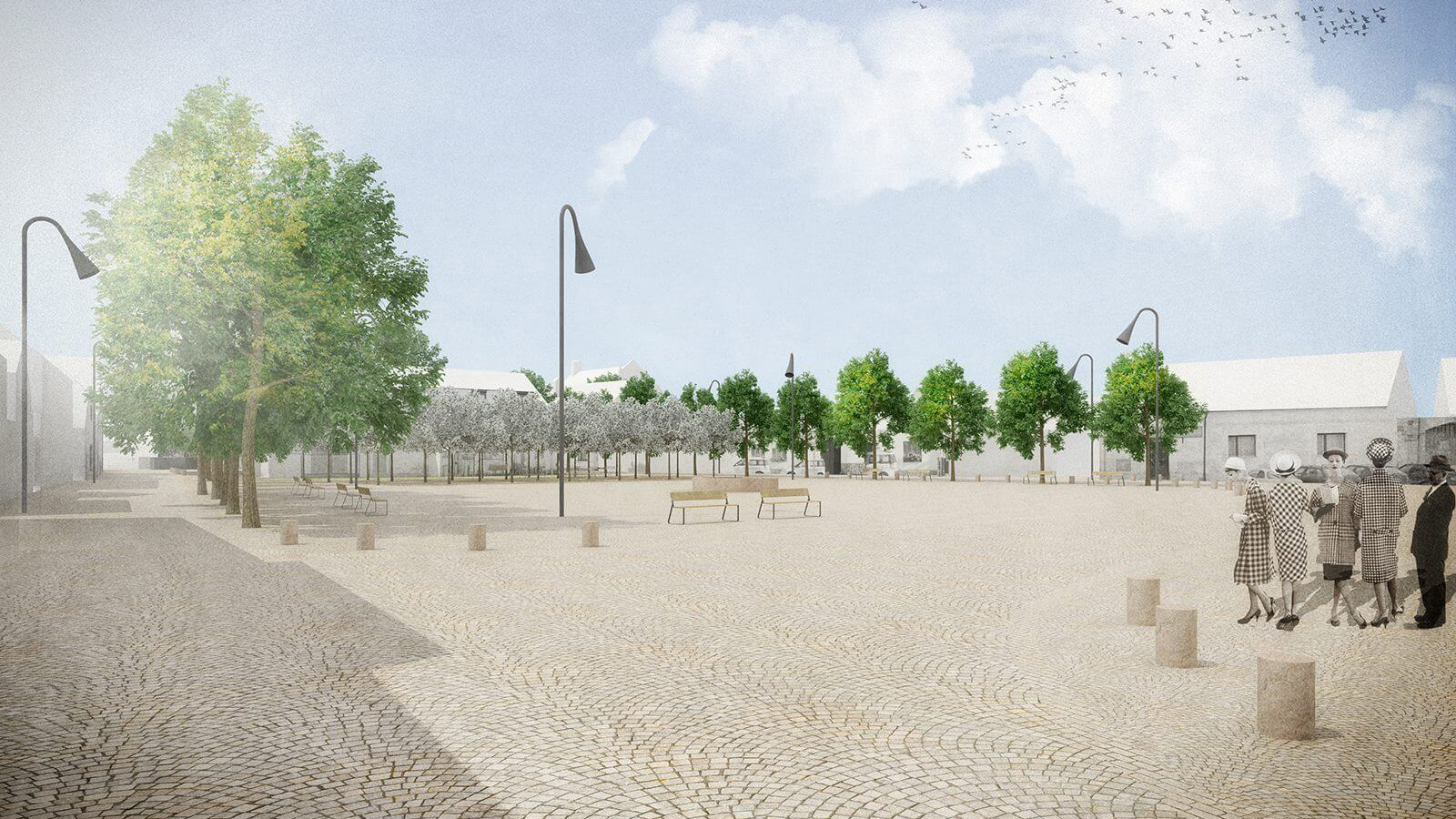 (2, 6, 'Exterier_06.jpg', 'Revitalizace historického jádra obce Tetín', 'Návrh se snaží akcentovat všechny silné stránky vesnice a naopak potlačit ty slabé. Největším prostorovým problémem je umístění rodinného domku na návsi. Původní stavba zde stála snad už před sto lety a postupně do návsi vrůstala a byla přestavována a nakonec i oplocena. Dům má zcela výsadní významové postavení, protože mu bylo dovoleno stát na návsi, tomu bohužel už neodpovídá způsob jeho využívání a architektura. Samotné gesto postavit dům do středu veřejného prostranství je troufalé i když není až tak neobvyklé, obhajitelné je však jen v případě, pokud jde o dům pro obec, tedy o radnici, školu nebo kostel… Dům je navíc vizuální protiváhou zámku, v čemž nemůže obstát. Je i pohledovou clonou na chrámový okrsek – na kostely sv. Kateřiny a Ludmily. Nevhodně se staví k návsi/k náměstí, nestojí na její/jeho hraně, ale má před sebou pruh zeleně. Je zcela nevhodně oplocen, měl by být obehnán zídkou nebo jednoduchým dřevěným plotem. Dům je ale soukromým vlastnictvím a obec nemůže počítat s jeho vykoupením a demolicí. Celý návrh je proto rozdělen do dvou velkých etap. První etapa může být realizována hned, druhá je výhledová na horizont 50-ti let a více let. Může, ale nemusí být realizována po vykoupení a po demolici domu. Podoba veřejných prostranství by se měla navrhovat na delší časový horizont determinována nejen možným, ale i ideálním.', 'US', 'Helena Sosnová (Suchá), Vojtěch Sosna, Karel Filsak, Jakub Straka', 'Tetín', '2015', 'Architektonická soutěž', '4. místo v\xa0soutěži')