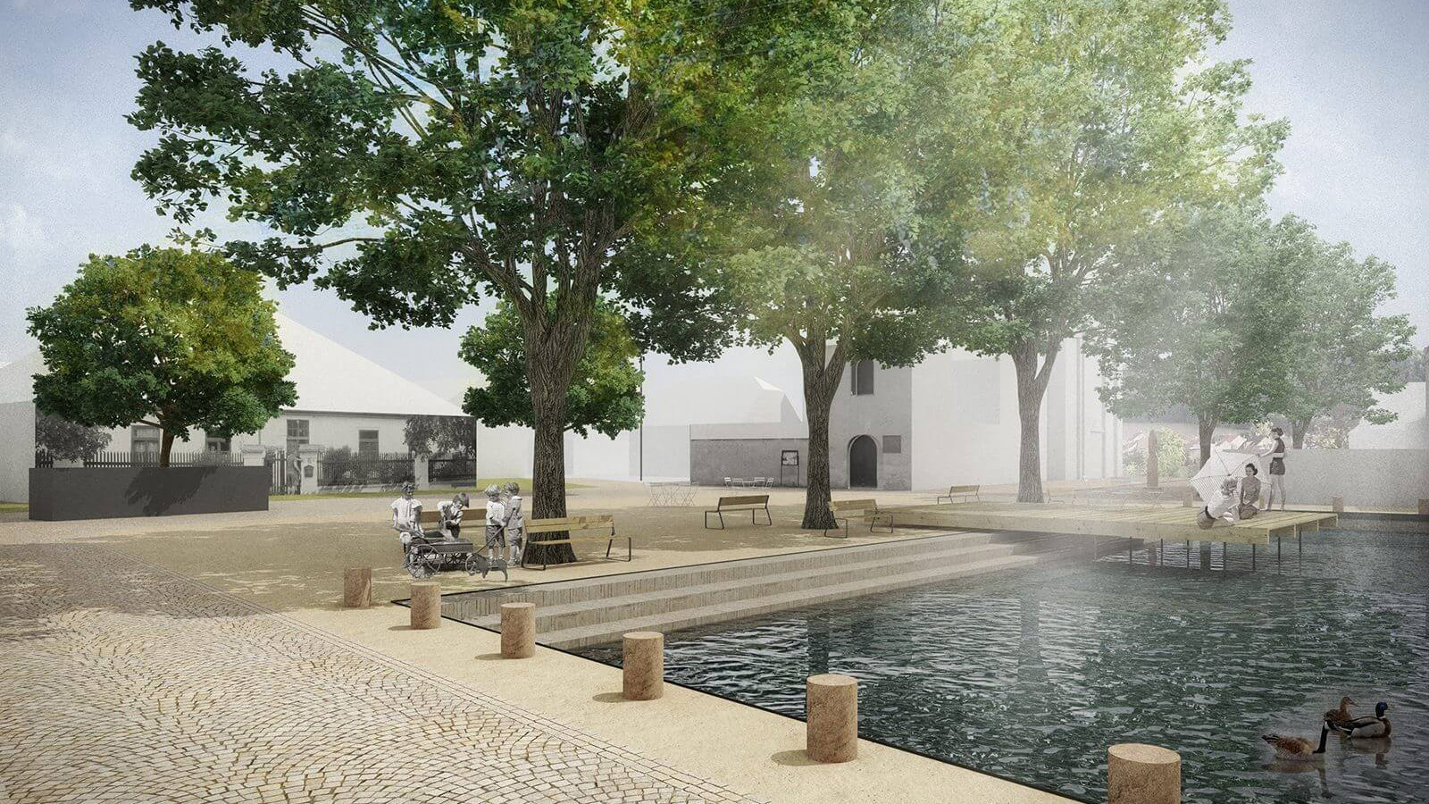 (2, 6, 'Exterier_06.jpg', 'Revitalizace historického jádra obce Tetín', 'Návrh se snaží akcentovat všechny silné stránky vesnice a naopak potlačit ty slabé. Největším prostorovým problémem je umístění rodinného domku na návsi. Původní stavba zde stála snad už před sto lety a postupně do návsi vrůstala a byla přestavována a nakonec i oplocena. Dům má zcela výsadní významové postavení, protože mu bylo dovoleno stát na návsi, tomu bohužel už neodpovídá způsob jeho využívání a architektura. Samotné gesto postavit dům do středu veřejného prostranství je troufalé i když není až tak neobvyklé, obhajitelné je však jen v případě, pokud jde o dům pro obec, tedy o radnici, školu nebo kostel… Dům je navíc vizuální protiváhou zámku, v čemž nemůže obstát. Je i pohledovou clonou na chrámový okrsek – na kostely sv. Kateřiny a Ludmily. Nevhodně se staví k návsi/k náměstí, nestojí na její/jeho hraně, ale má před sebou pruh zeleně. Je zcela nevhodně oplocen, měl by být obehnán zídkou nebo jednoduchým dřevěným plotem. Dům je ale soukromým vlastnictvím a obec nemůže počítat s jeho vykoupením a demolicí. Celý návrh je proto rozdělen do dvou velkých etap. První etapa může být realizována hned, druhá je výhledová na horizont 50-ti let a více let. Může, ale nemusí být realizována po vykoupení a po demolici domu. Podoba veřejných prostranství by se měla navrhovat na delší časový horizont determinována nejen možným, ale i ideálním.', 'US', 'Helena Sosnová (Suchá), Vojtěch Sosna, Karel Filsak, Jakub Straka', 'Tetín', '2015', 'Architektonická soutěž', '4. místo v\xa0soutěži')